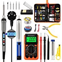 Distianert Kit de Soldador Eléctrico 19PCS- 60W Soldador Estaño LED Digital- Temperatura Ajustable con Multímetro…